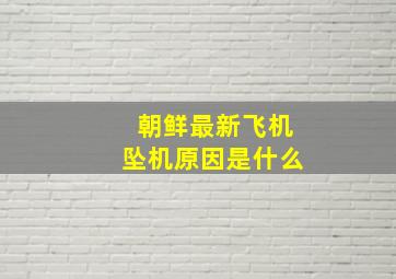 朝鲜最新飞机坠机原因是什么