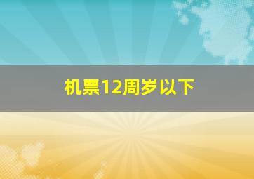 机票12周岁以下