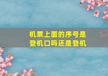 机票上面的序号是登机口吗还是登机