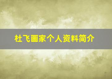 杜飞画家个人资料简介