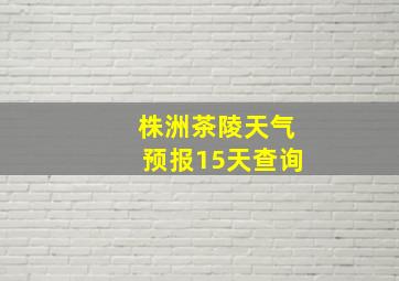 株洲茶陵天气预报15天查询