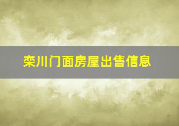 栾川门面房屋出售信息