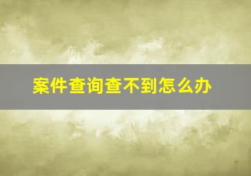 案件查询查不到怎么办