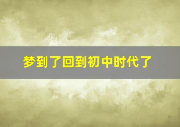 梦到了回到初中时代了