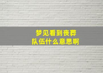 梦见看到丧葬队伍什么意思啊