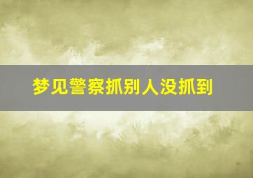 梦见警察抓别人没抓到