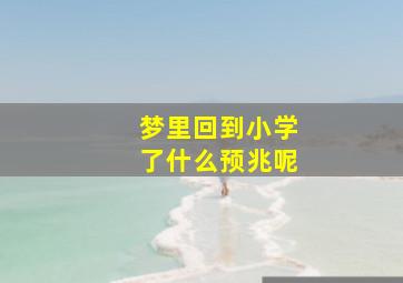 梦里回到小学了什么预兆呢