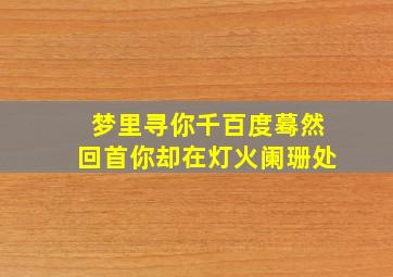 梦里寻你千百度蓦然回首你却在灯火阑珊处