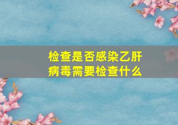 检查是否感染乙肝病毒需要检查什么