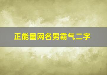 正能量网名男霸气二字