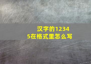 汉字的12345在格式里怎么写