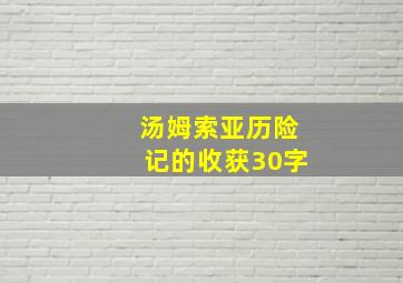 汤姆索亚历险记的收获30字