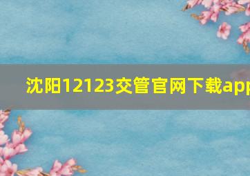 沈阳12123交管官网下载app