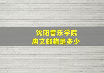 沈阳音乐学院唐文邮箱是多少