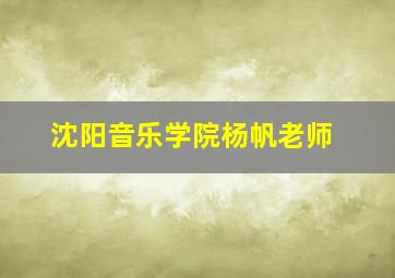 沈阳音乐学院杨帆老师