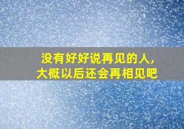 没有好好说再见的人,大概以后还会再相见吧