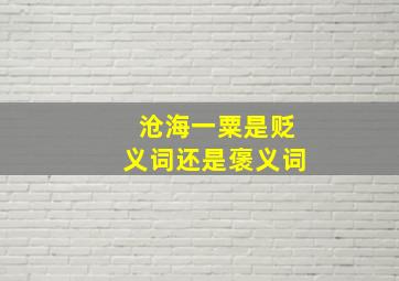 沧海一粟是贬义词还是褒义词