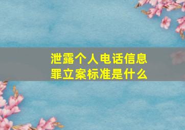 泄露个人电话信息罪立案标准是什么