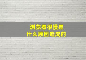 浏览器很慢是什么原因造成的