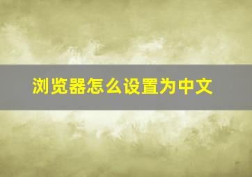 浏览器怎么设置为中文