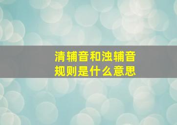 清辅音和浊辅音规则是什么意思