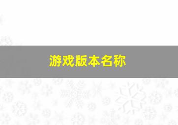 游戏版本名称