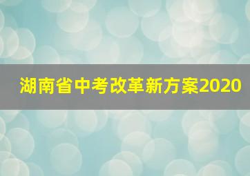 湖南省中考改革新方案2020