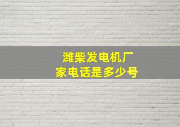 潍柴发电机厂家电话是多少号