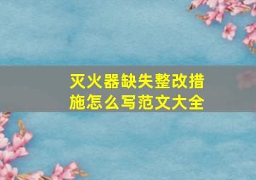 灭火器缺失整改措施怎么写范文大全