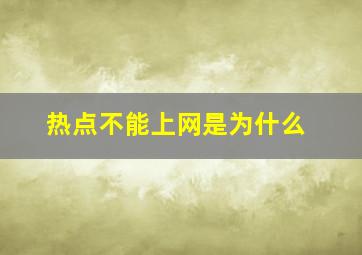 热点不能上网是为什么