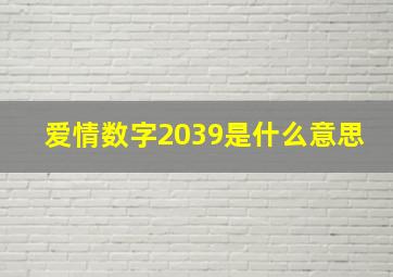 爱情数字2039是什么意思