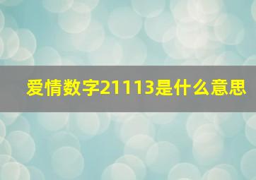 爱情数字21113是什么意思