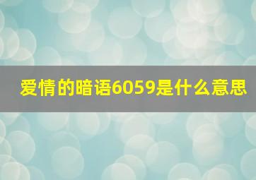 爱情的暗语6059是什么意思