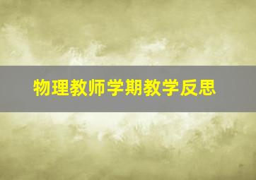 物理教师学期教学反思