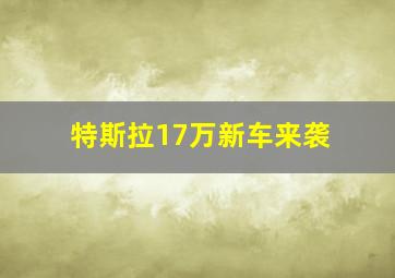 特斯拉17万新车来袭