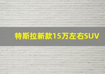 特斯拉新款15万左右SUV