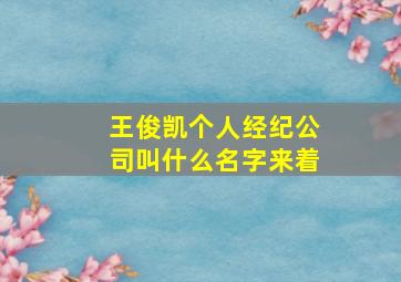 王俊凯个人经纪公司叫什么名字来着