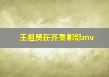 王祖贤在齐秦哪部mv