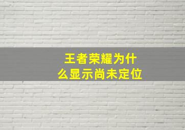 王者荣耀为什么显示尚未定位