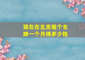 现在在北京租个车牌一个月得多少钱