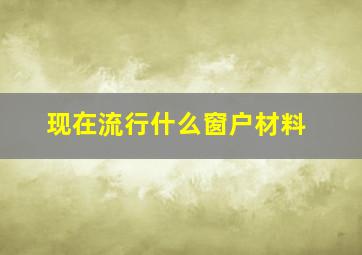 现在流行什么窗户材料