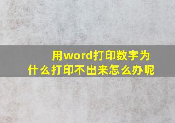 用word打印数字为什么打印不出来怎么办呢