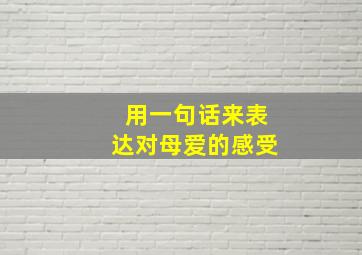 用一句话来表达对母爱的感受