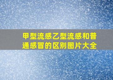 甲型流感乙型流感和普通感冒的区别图片大全