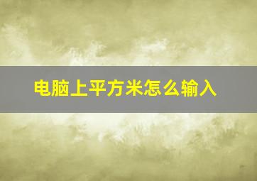 电脑上平方米怎么输入