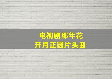 电视剧那年花开月正圆片头曲