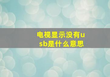 电视显示没有usb是什么意思