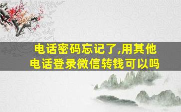 电话密码忘记了,用其他电话登录微信转钱可以吗