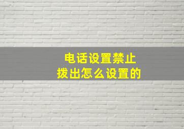 电话设置禁止拨出怎么设置的