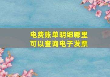 电费账单明细哪里可以查询电子发票